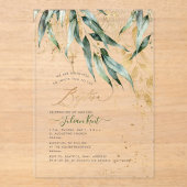 Invitations En Acrylique PixDezines H2 Rustic Willow Gum Eucalyptus Baptism (Recto)