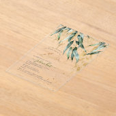 Invitations En Acrylique PixDezines H2 Saules Rustiques Eucalyptus Gommé Ba (Poser)