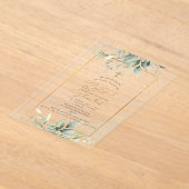 Invitations En Acrylique PixDezines H2 Vert Or Eucalyptus Baptême (Poser)