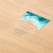 Invitations En Acrylique PixDezines Marine Waves Shoreline Beach Wedding (Poser)