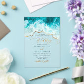 Invitations En Acrylique PixDezines Marine Waves Shoreline Beach Wedding (Insitu (Mariage))