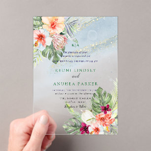Invitations En Acrylique PixDezines Rivage Paradis Tropical Botanique 