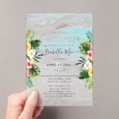 Invitations En Acrylique PixDezines Tropical Flowers+Beach Quinceanera (In situ (ordinateur de poche))