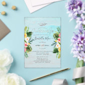 Invitations En Acrylique PixDezines Tropical Flowers+Beach Quinceanera (Insitu (Mariage))
