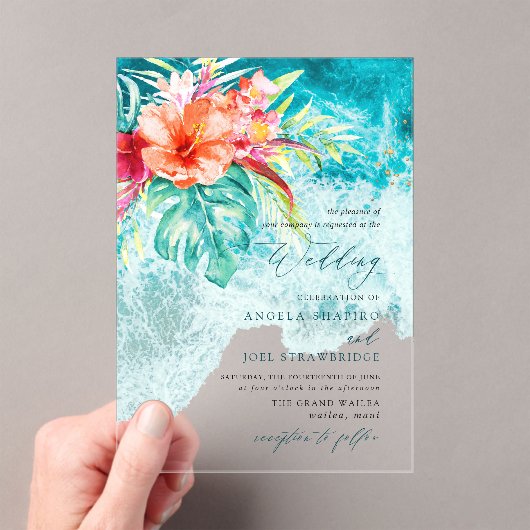 Invitations En Acrylique PixDezines Tropical Paradise Beach Wedding (In situ (ordinateur de poche))
