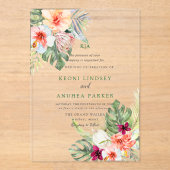 Invitations En Acrylique PixDezines Tropical Paradise Flowers Foliage (Recto)
