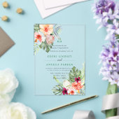 Invitations En Acrylique PixDezines Tropical Paradise Flowers Foliage (Insitu (Mariage))