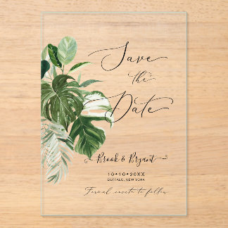 Invitations En Acrylique PixDezines Variegated Monstera n Tropical Foliage