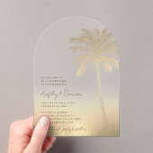 Invitations En Acrylique Plage Mariage Or Sable Palm Arch Arch Boho (In situ (ordinateur de poche))