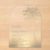 Invitations En Acrylique Plage Mariage Or Sable Palm Arch Arch Boho (Recto)