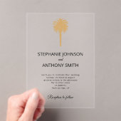 Invitations En Acrylique Plage tropicale Gold Palm Tree Destination Mariage (In situ (ordinateur de poche))