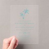 Invitations En Acrylique Plage tropicale Palm Tree Mariage bleu verre de me (In situ (ordinateur de poche))