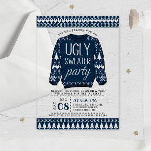 Invitations En Acrylique Plaidoyer bleu Noël Sweater Fête de vacances