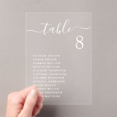 Invitations En Acrylique Plan de table de mariage chic écriture blanche (In situ (ordinateur de poche))
