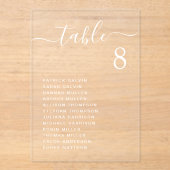 Invitations En Acrylique Plan de table de mariage chic écriture blanche (Recto)