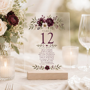Invitations En Acrylique Plan de table en acrylique botanique mariage prune