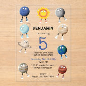 Invitations En Acrylique Planètes et l'Anniversaire de enfant du système so (Recto)