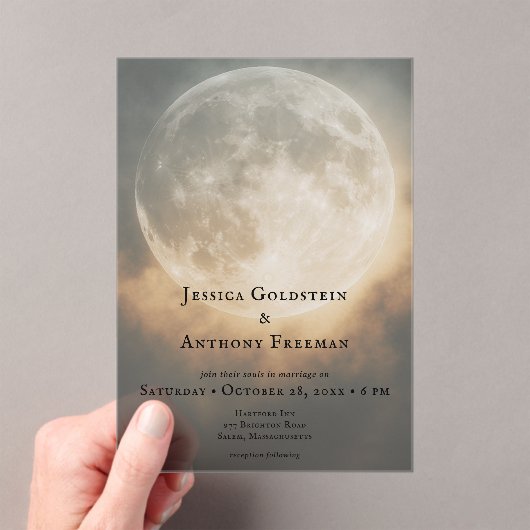 Invitations En Acrylique Pleine lune sombre gothique Arc Mariage transparen (In situ (ordinateur de poche))