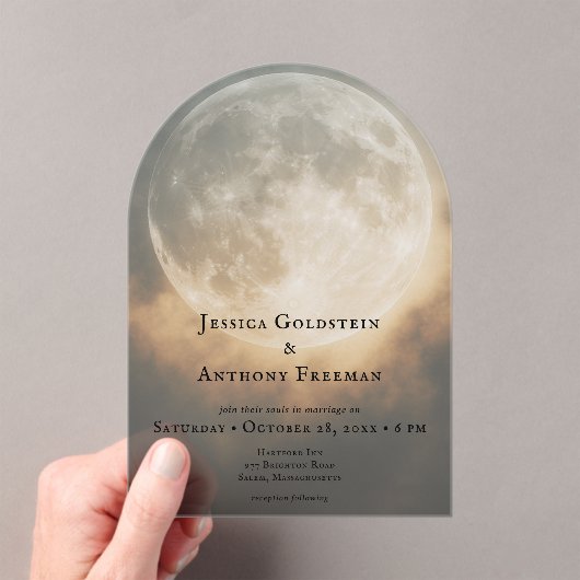 Invitations En Acrylique Pleine lune sombre gothique Arc Mariage transparen (In situ (ordinateur de poche))