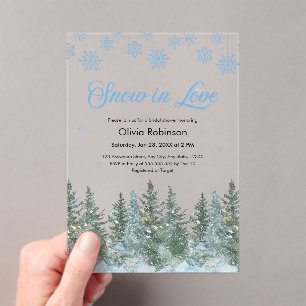 Invitations En Acrylique Pluie de neige de pin en hiver Amour Flocons de ne