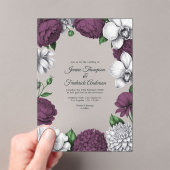Invitations En Acrylique Plum & Silver Modern Botanical Wedding (In situ (ordinateur de poche))
