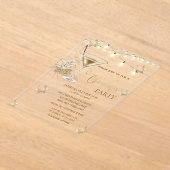 Invitations En Acrylique Pneus d'or, Verre, Lumières Vert Noël (Poser)