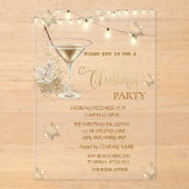 Invitations En Acrylique Pneus d'or, Verre, Lumières Vert Noël (Recto)