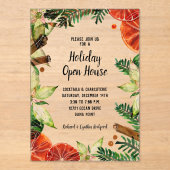 Invitations En Acrylique Poinsettia and Oranges Christmas (Recto)