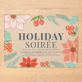 Invitations En Acrylique Poinsettia & Berry Soirée Fête Clear (Recto)
