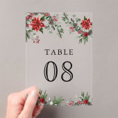 Invitations En Acrylique Poinsettia Christmas Wedding Acrylic Table Number (In situ (ordinateur de poche))