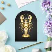 Invitations En Acrylique Poisson à langouste polygonale dorée sur noir (Insitu (Mariage))