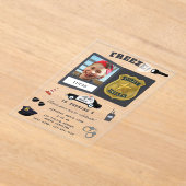 Invitations En Acrylique Police Themed Policeman Cop Badge Photo Birthday (Poser)