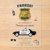 Invitations En Acrylique Police Themed Policeman Cop Birthday Party (Recto)