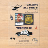 Invitations En Acrylique Police Themed Policeman Cop Birthday Photo (Recto)