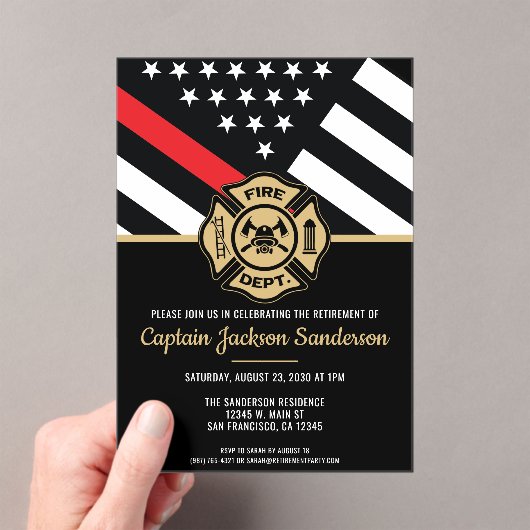 Invitations En Acrylique Pompiers Pompiers Retraite (In situ (ordinateur de poche))