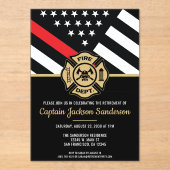 Invitations En Acrylique Pompiers Pompiers Retraite (Recto)