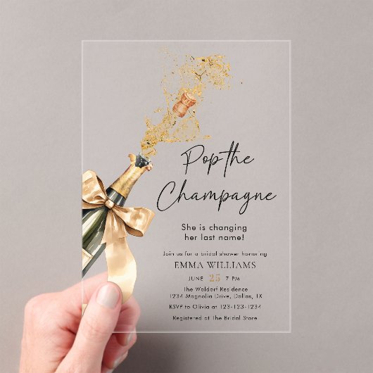 Invitations En Acrylique Pop Moderne La Fête des mariées Champagne (In situ (ordinateur de poche))