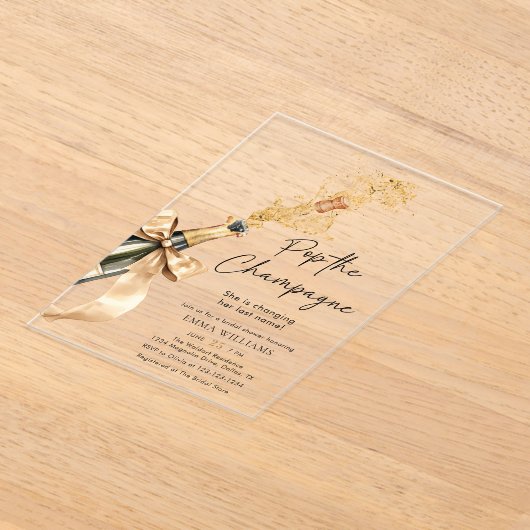 Invitations En Acrylique Pop Moderne La Fête des mariées Champagne (Poser)