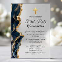 Porte Bleue Or Première Communion Sacrée Garçon