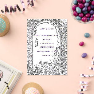 Invitations En Acrylique Porte de mariage de jardin floral noir et blanc