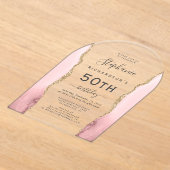 Invitations En Acrylique Porte d'or rose pâle 50e anniversaire Arche (Poser)