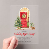 Invitations En Acrylique Porte rouge neige - Maison ouverte (In situ (ordinateur de poche))