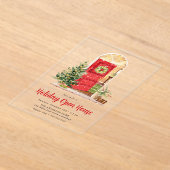 Invitations En Acrylique Porte rouge neige - Maison ouverte (Poser)