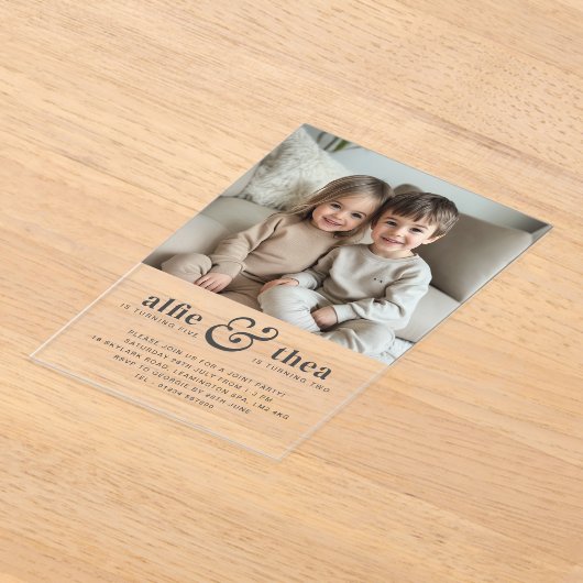 Invitations En Acrylique Portrait conjoint d'invitation d'anniversaire (Poser)