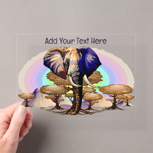 Invitations En Acrylique Portrait surréaliste d'éléphant d'Afrique
