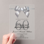 Invitations En Acrylique Posh Gem Bow & Ribbon 60e anniversaire de Mariage (In situ (ordinateur de poche))