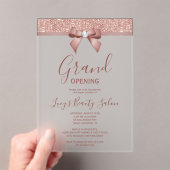 Invitations En Acrylique Posh Rose Gold Jewel Bow Grand Ouverture (In situ (ordinateur de poche))
