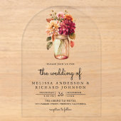 Invitations En Acrylique Pot de fleurs de dahlia d'automne en bocal de maço (Recto)