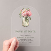 Invitations En Acrylique Pot de fleurs rose mariage à conserver date (In situ (ordinateur de poche))