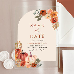 Invitations En Acrylique Potiron Fleur Terracotta Mariage Épargnez la Date